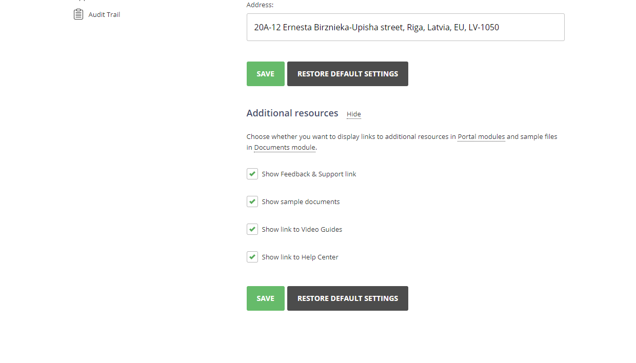 Advanced branding settings