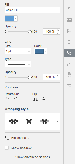Autoshape Settings tab