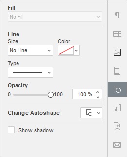 Shape Settings tab