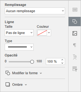L'onglet Paramètres de la forme