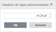 Fenêtre Hauteur de ligne personnalisée