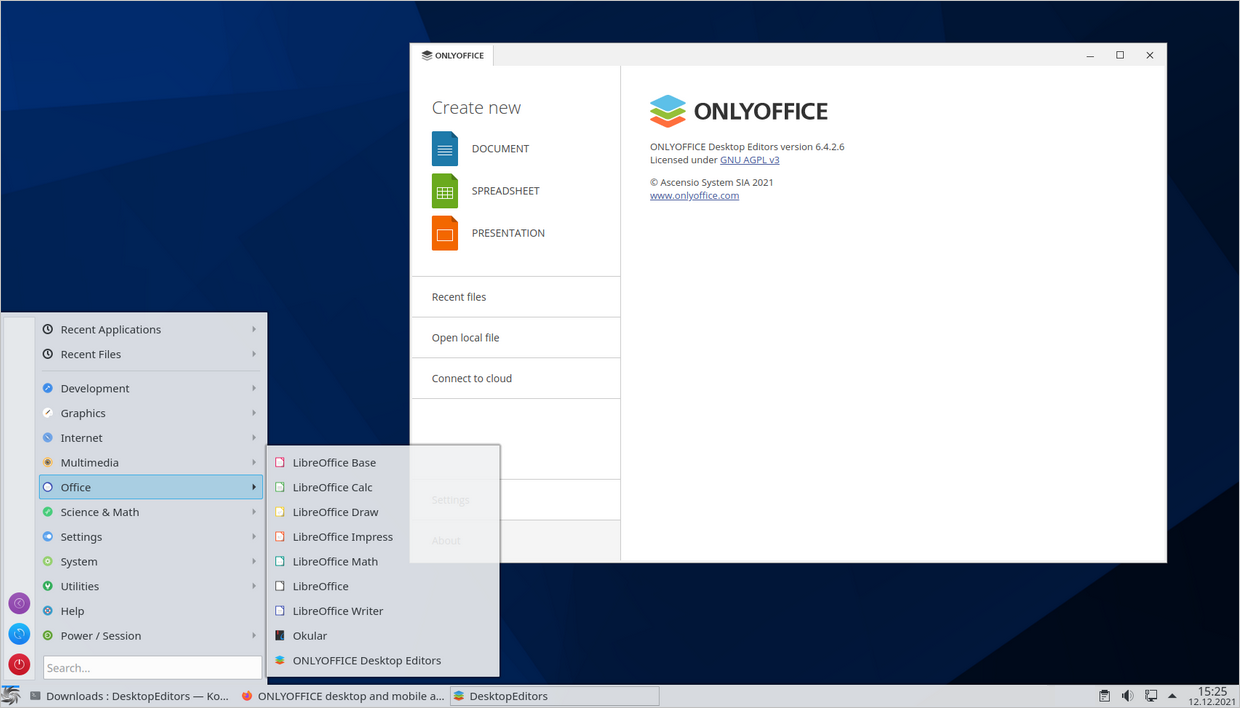 Run ONLYOFFICE Desktop Editors