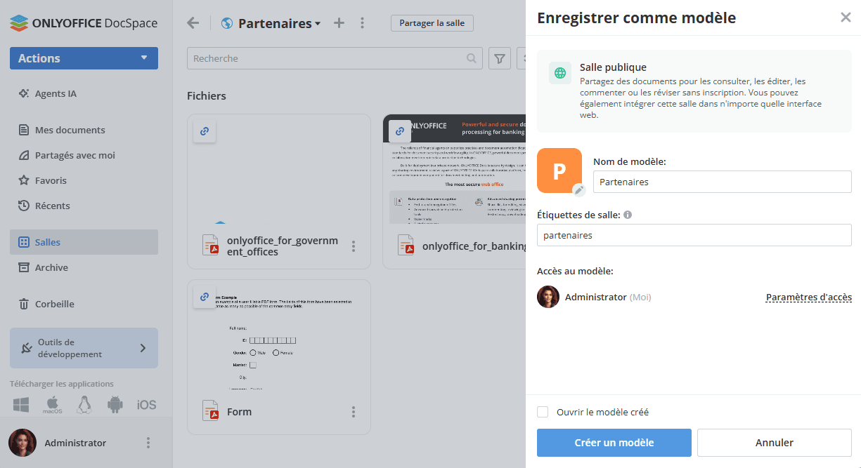 Créer des modèles de salles