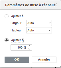 La fenêtre Paramètres de mise à l'échelle