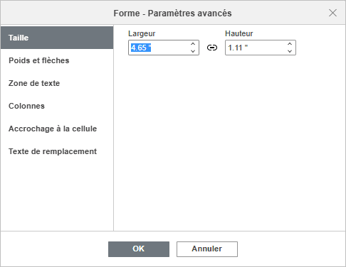 Forme - Paramètres avancés