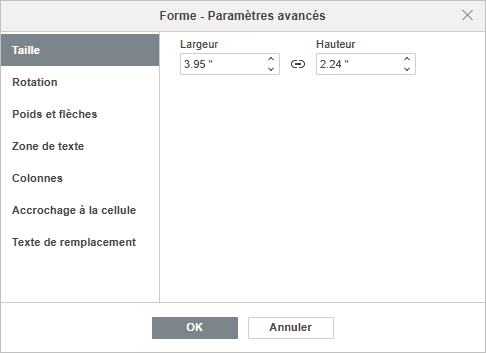 Forme - Paramètres avancés