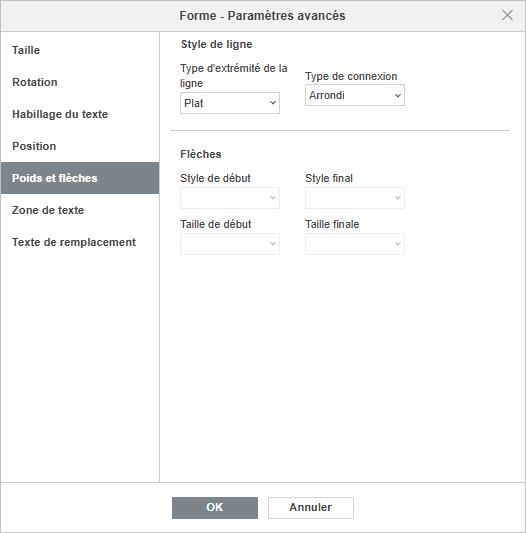 Forme - Paramètres avancés