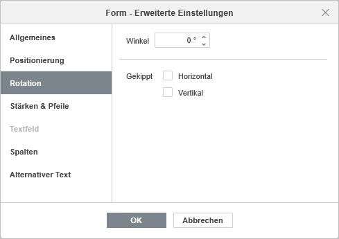Form - Erweiterte Einstellungen