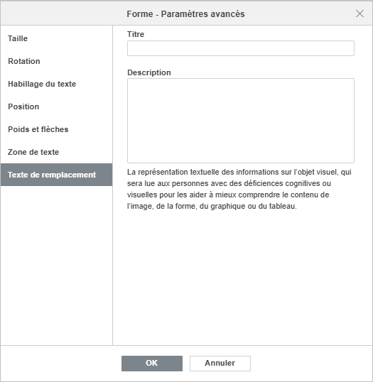 Forme - Paramètres avancés