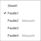 Liste des feuilles de calcul