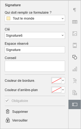 paramètres du champ de formulaire