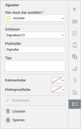 signature form settings