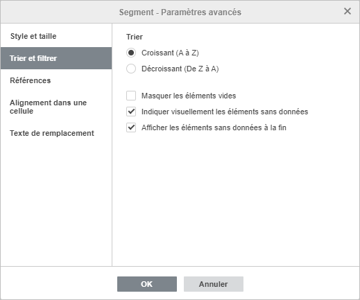 Segment - Paramètres avancés
