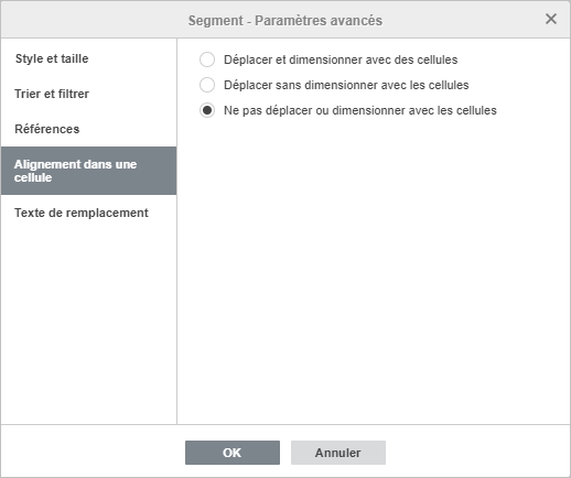 Segment - Paramètres avancés