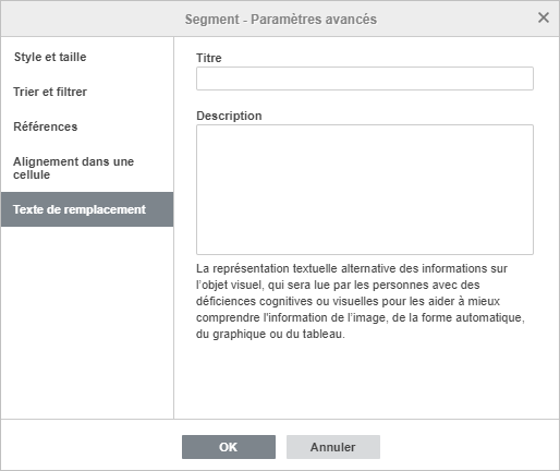 Segment - Paramètres avancés