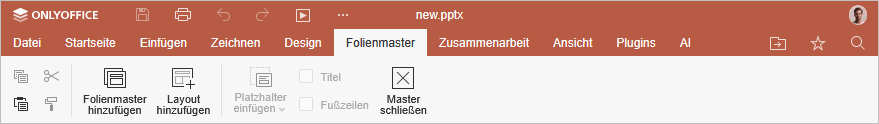 Registerkarte Folienmaster