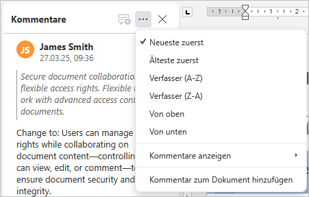 Kommentare sortieren