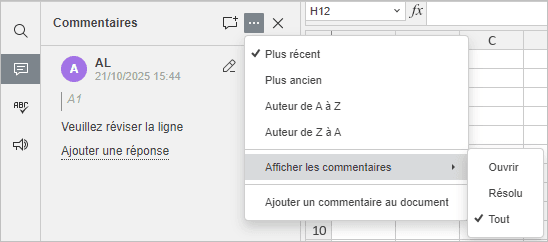 Trier commentaires