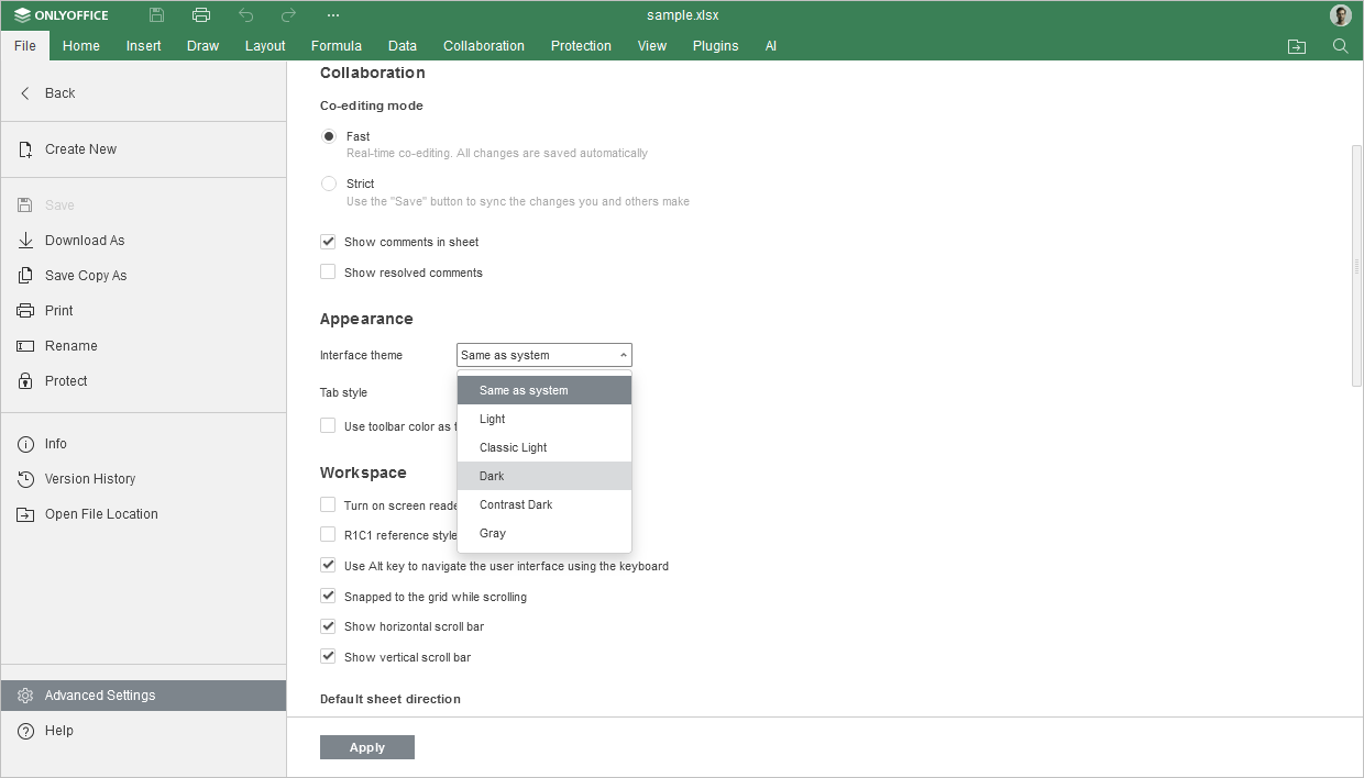 How to enable dark theme?