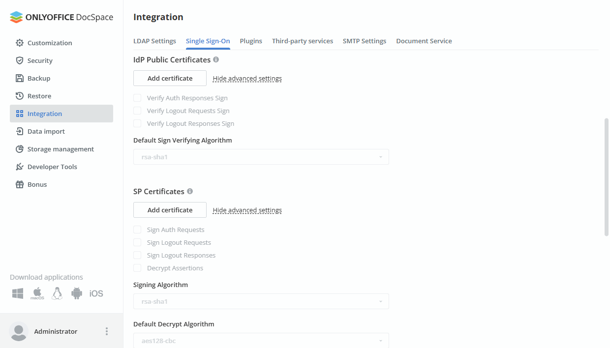 Enabling Single Sign-on in DocSpace