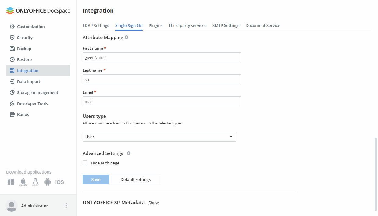 Enabling Single Sign-on in DocSpace