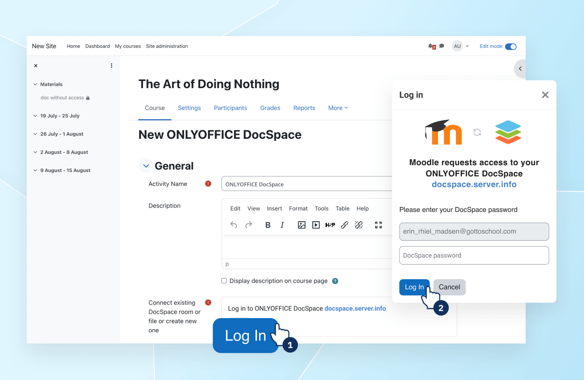 Installing the ONLYOFFICE DocSpace connector for Moodle