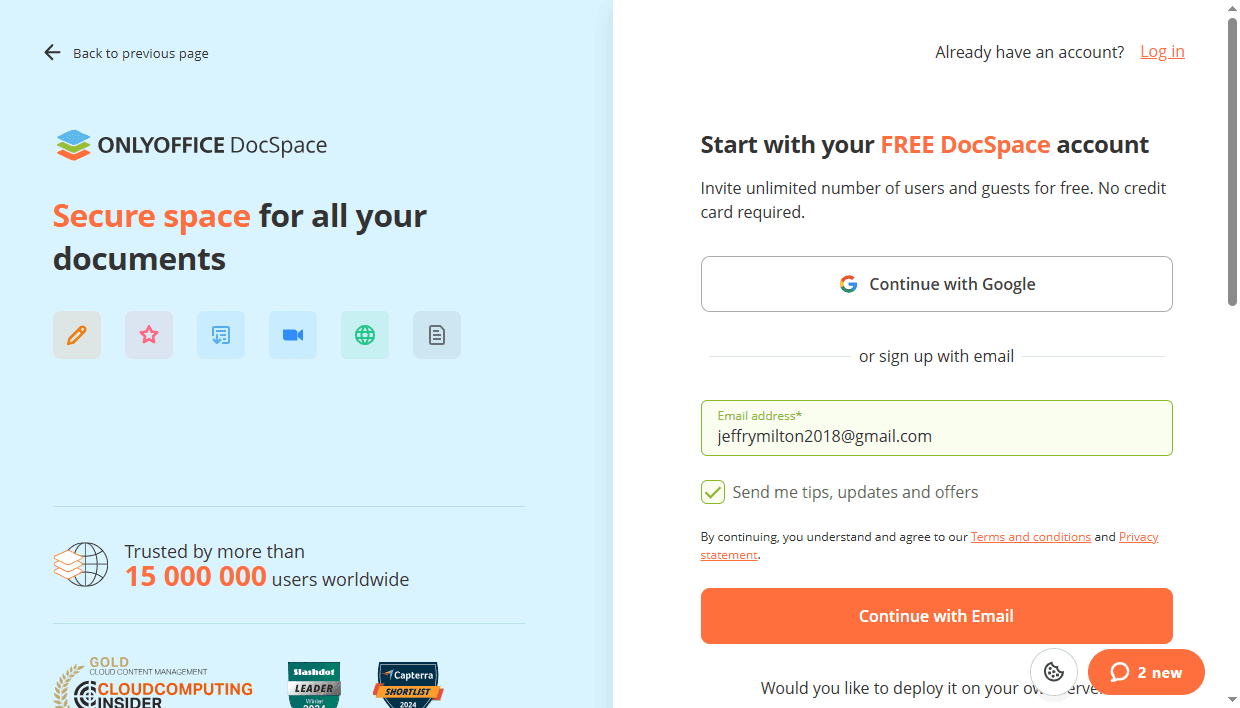Creating ONLYOFFICE DocSpace in a cloud? Step 1