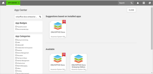 Download ONLYOFFICE Docs from the UCS App Center Catalog