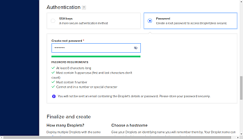 Create your droplet in DigitalOcean