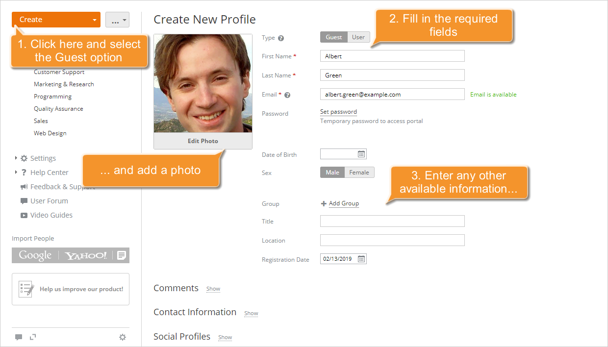 Comment inviter des personnes à votre office en ligne? Créer un nouveau invité