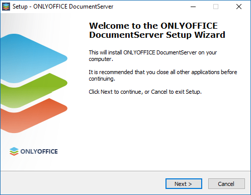 Início do Assistente de Instalação do ONLYOFFICE Docs no Windows