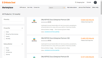 Wählen Sie das erforderliche ONLYOFFICE Alibaba Cloud Image