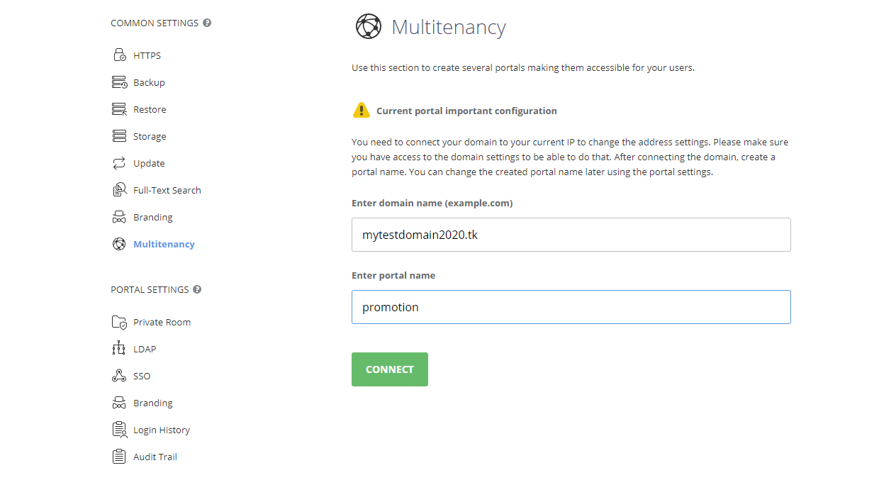 Configure the current portal
