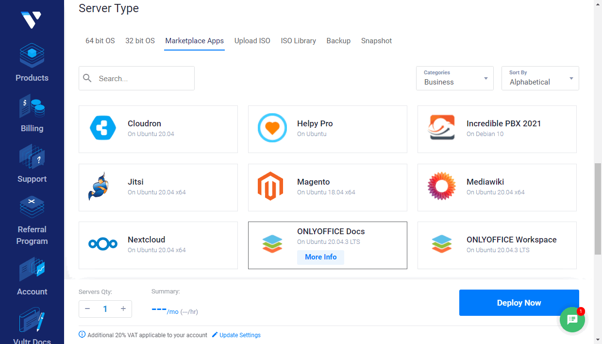 Create your instance in Vultr