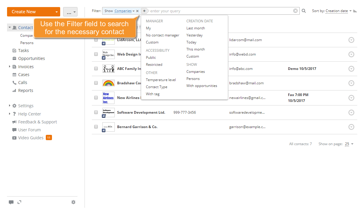 How to export your CRM customer database and edit it using Spreadsheet Editor? Step 2
