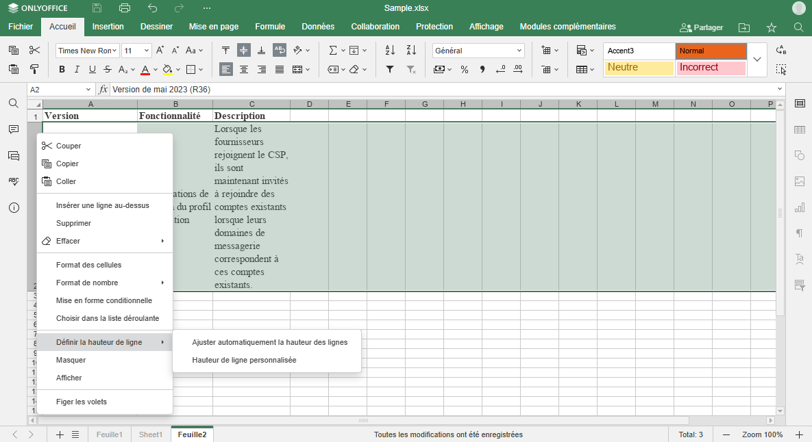 renvoi du texte à la ligne dans excel étape 1