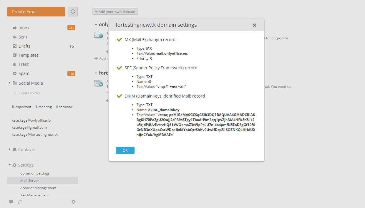 How to set up the portal Mail Server? Step 2