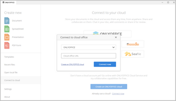 Connect to cloud tab