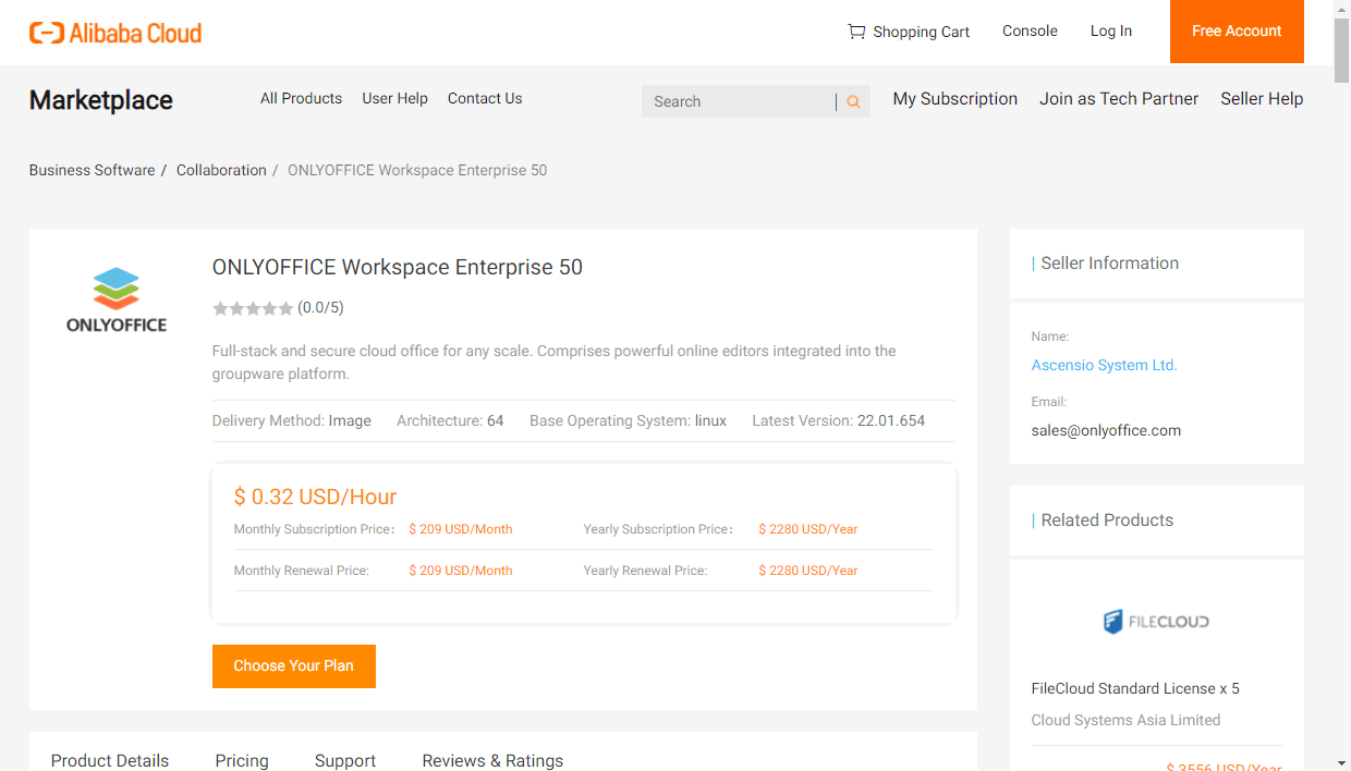 Choose the necessary ONLYOFFICE Alibaba Cloud Image