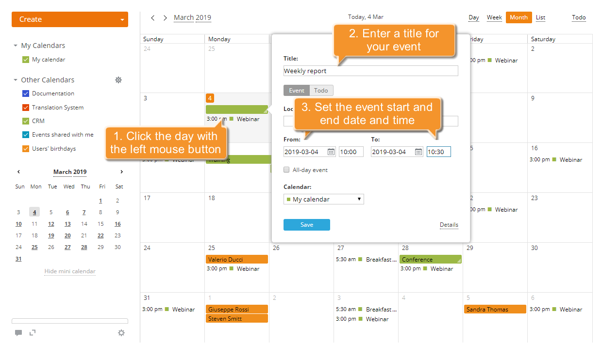 How to add a recurring event? Step 2