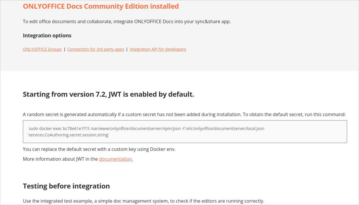 ONLYOFFICE Docs start page