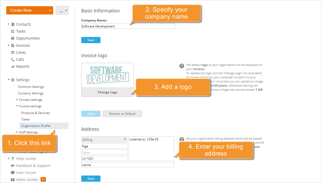How to create invoices for your clients? Step 2