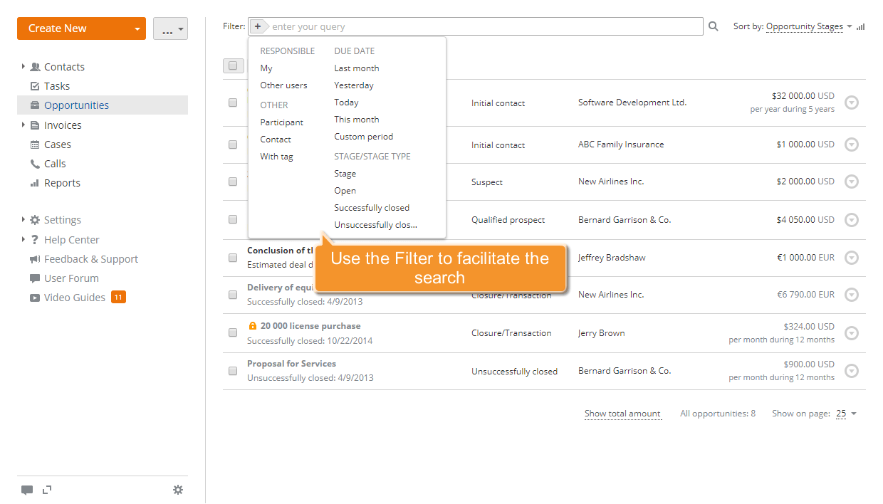 How to link an opportunity with a project? Step 2