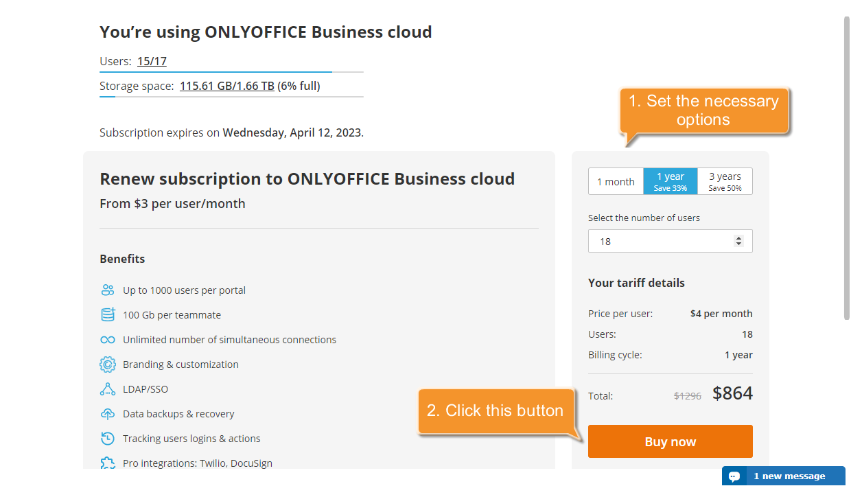 How to pay for your portal? Step 2
