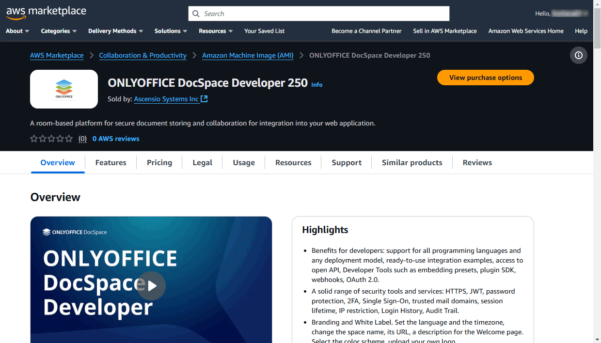 Choose the necessary ONLYOFFICE AMI