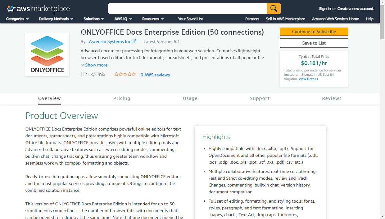 Das erforderliche ONLYOFFICE AMI auswählen