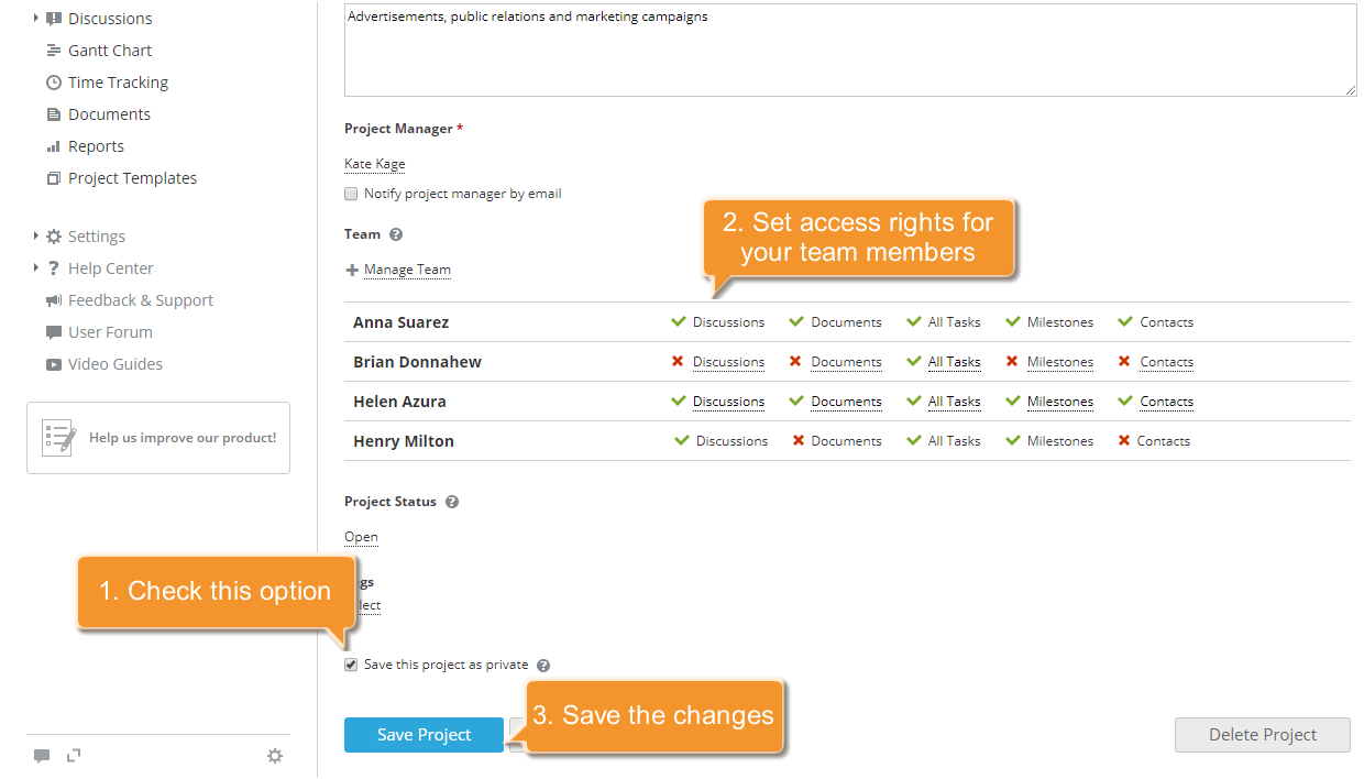 How to restrict access to your project? Step 3