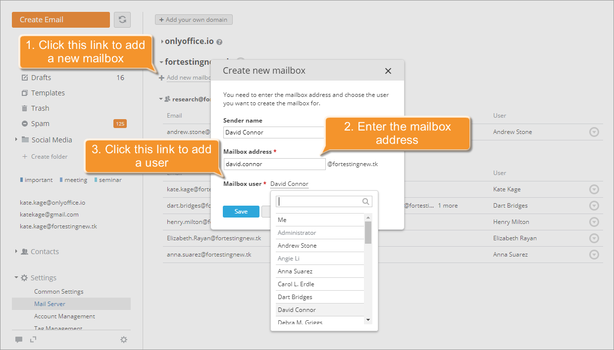 How to set up the portal Mail Server? Step 3