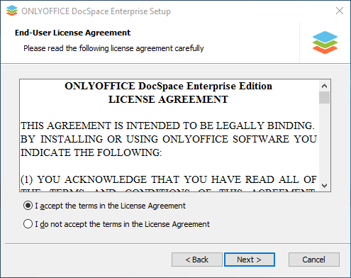 How to deploy ONLYOFFICE DocSpace Enterprise for Windows on a local server? Step 2