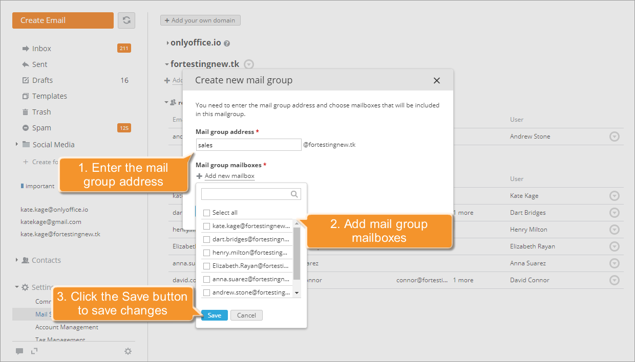How to set up the portal Mail Server? Step 3